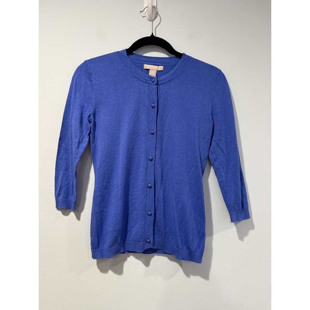 Banana Republic Cardigan Womens XS Blue Cotton Preppy Travel Minimal Academia